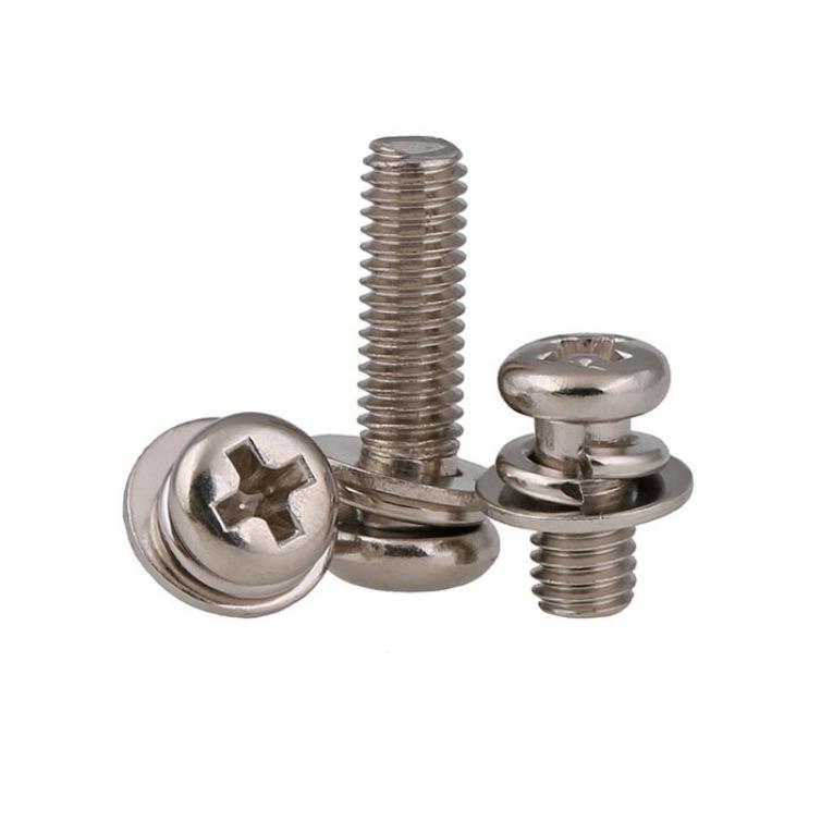 Nickel-Plated Phillips Pan Head Screw with Spring Washer Combo M2-M5