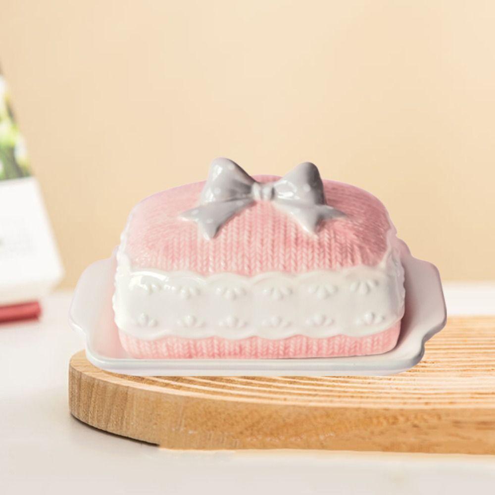 Pink Butter Cheese Plate Creative Pudding Storage Keeper Tray Home Decoration Butter Dish  Kitchen