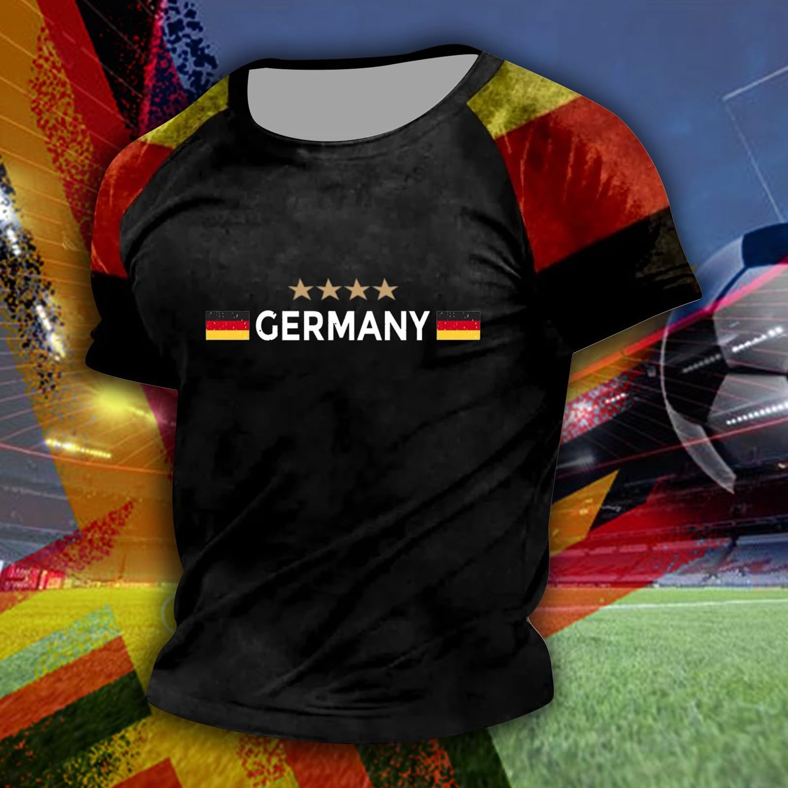 Unisex Casual Loose Fit Short Sleeve T-Shirt with Germany Flag Heart Print Deutschland Graphic Tee for Everyday Wear M