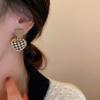Silver Needle Korean Version Elegant Black and White Plaid Earrings