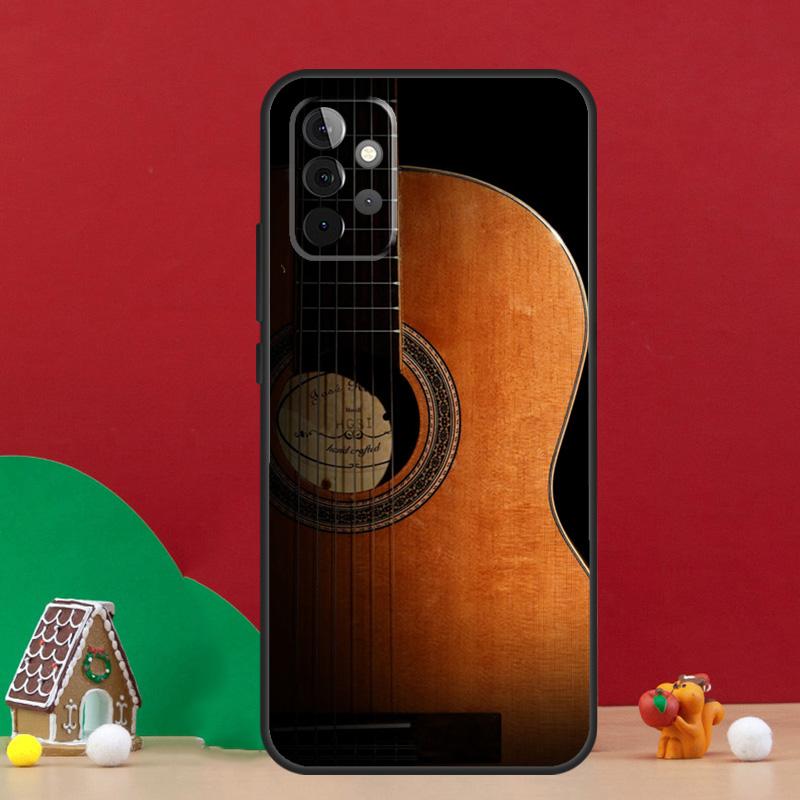Classic Wood Guitar Case For Samsung Galaxy A54 A06 A16 A26 A36 A56 A53 A32 A52 A33 A13 A55 A35 A15 A14 A34 A17