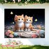 2D Magical Night Garden Themed Backdrop with Two Orange Kittens