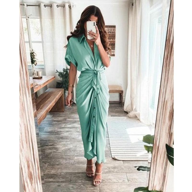 satin button down style drape dress Steph Shirt Wrap Dress 8 / Empress Violet