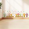Autocollant d'angle de mur floral herbe verte Fleurs Papillons Base d'herbe Ligne de plinthe Autocollants muraux pour salon chambre à coucher salle à manger