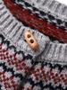 Retro Fair Isle Jagged Knit Wool Thick Cardigan Sweater