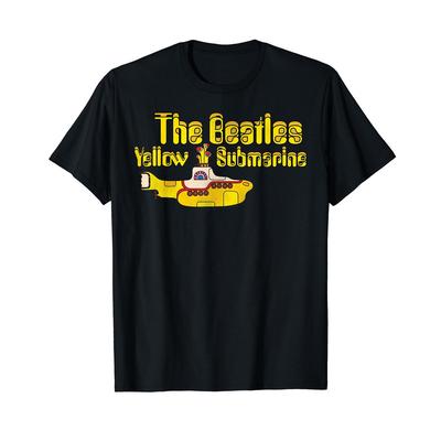 T-shirt Grafica Ufficiale dei Beatles Logo Yellow Submarine Cotone Retro Rock Band