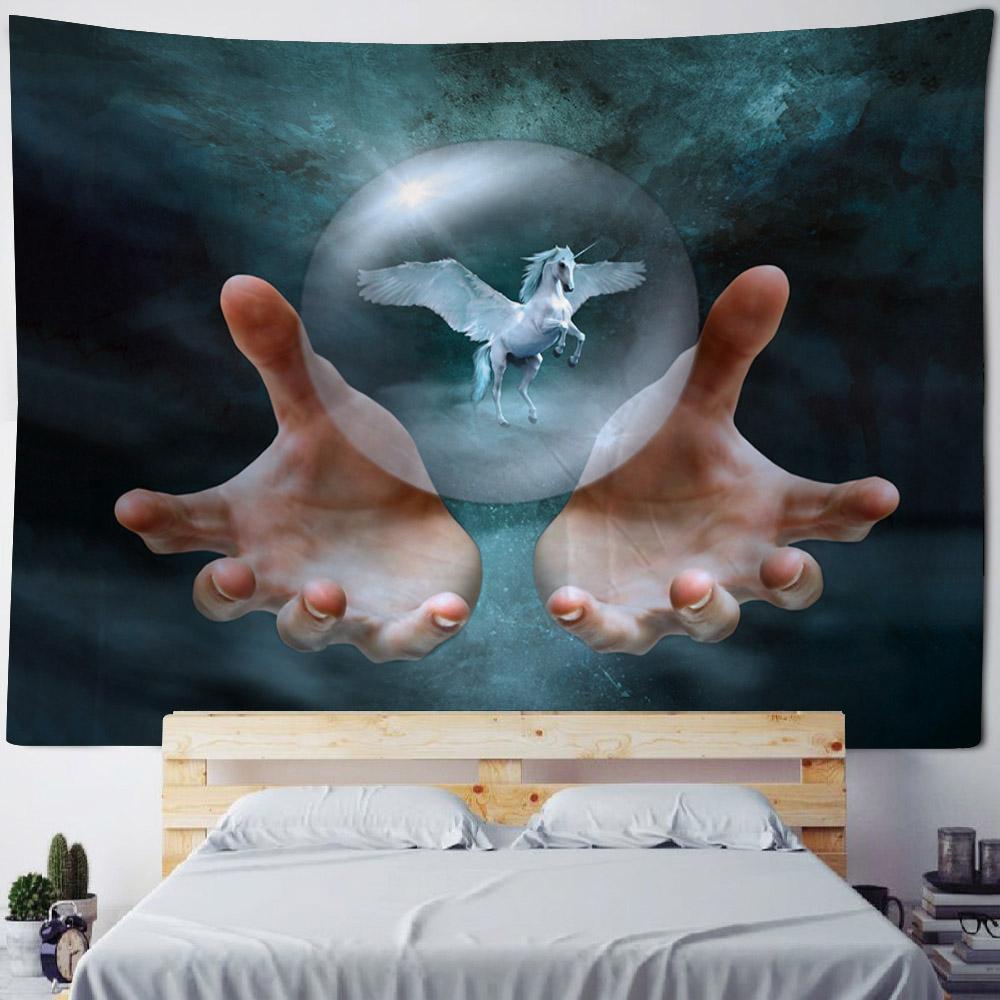 Animal Art Tapestry Room Background Fabric Unicorn Sea View Print Wall Hanging Living Room Bedroom Background Wall Decoration