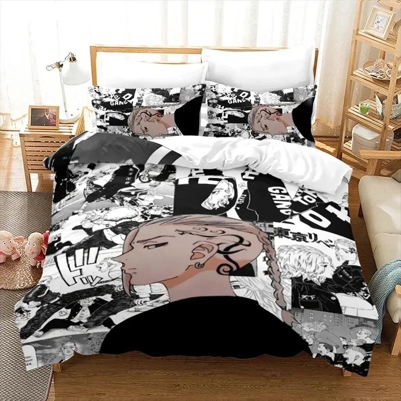 3D Print Tokyo Revengers Anime Bedding Set Double Twin King Duvet Cover Comforter Pillowcase Boys Girls Adults Bedroom