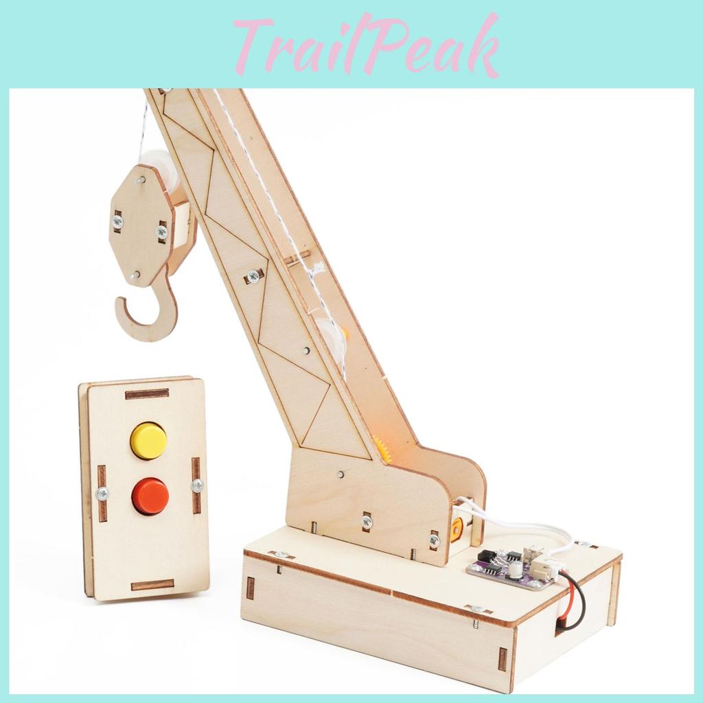 Diy Science Experiment Infrared Induction Remote Control Crane Wooden Material