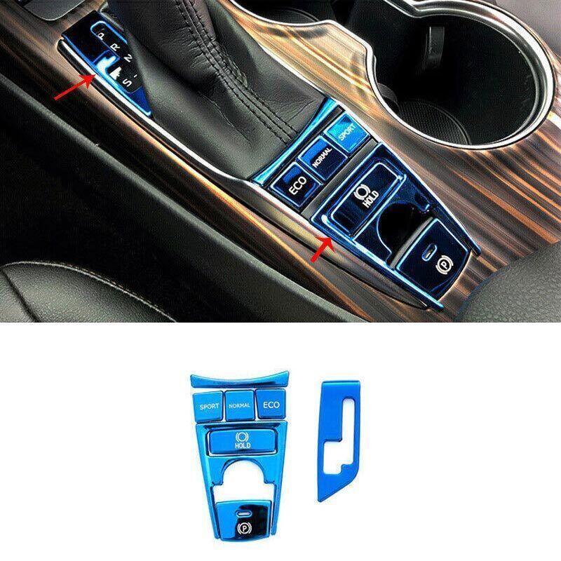 Blue 8pc Steel Center Console Gear Box Button Sticker For Toyota Camry 2018-23