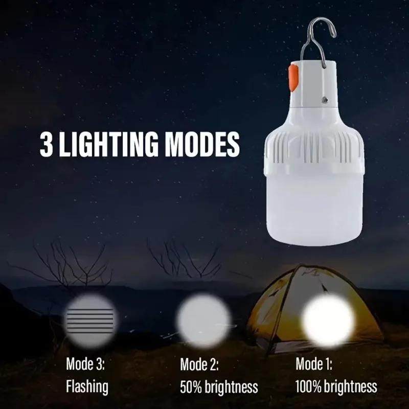 Outdoor USB Rechargeable LED Lamp Bulbs 30W/60W/100W Emergency Light Hook Up Camping Fishing Portable Lantern Night Lights