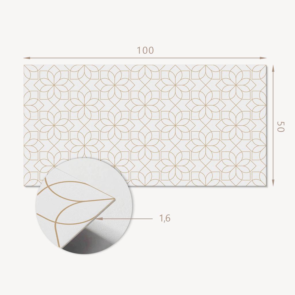 Self-Adhesive Panel With Graphics For Dining Room PVC 100x50 cm Geometric Floral Pattern