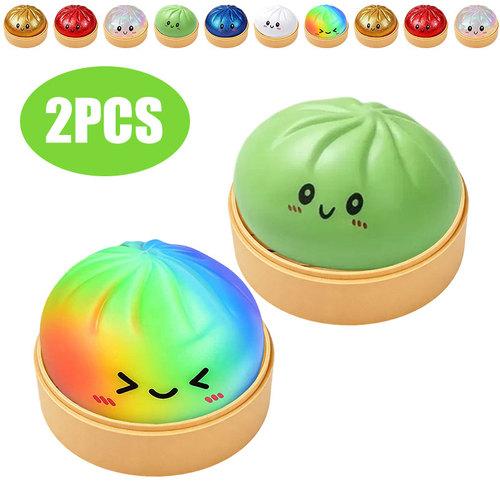 Simulated Colorful Dumpling Squishy Stress Relief Steamed Stuffed Bun Super Soft Slow Rising Decompression Toy for Birthday Gift