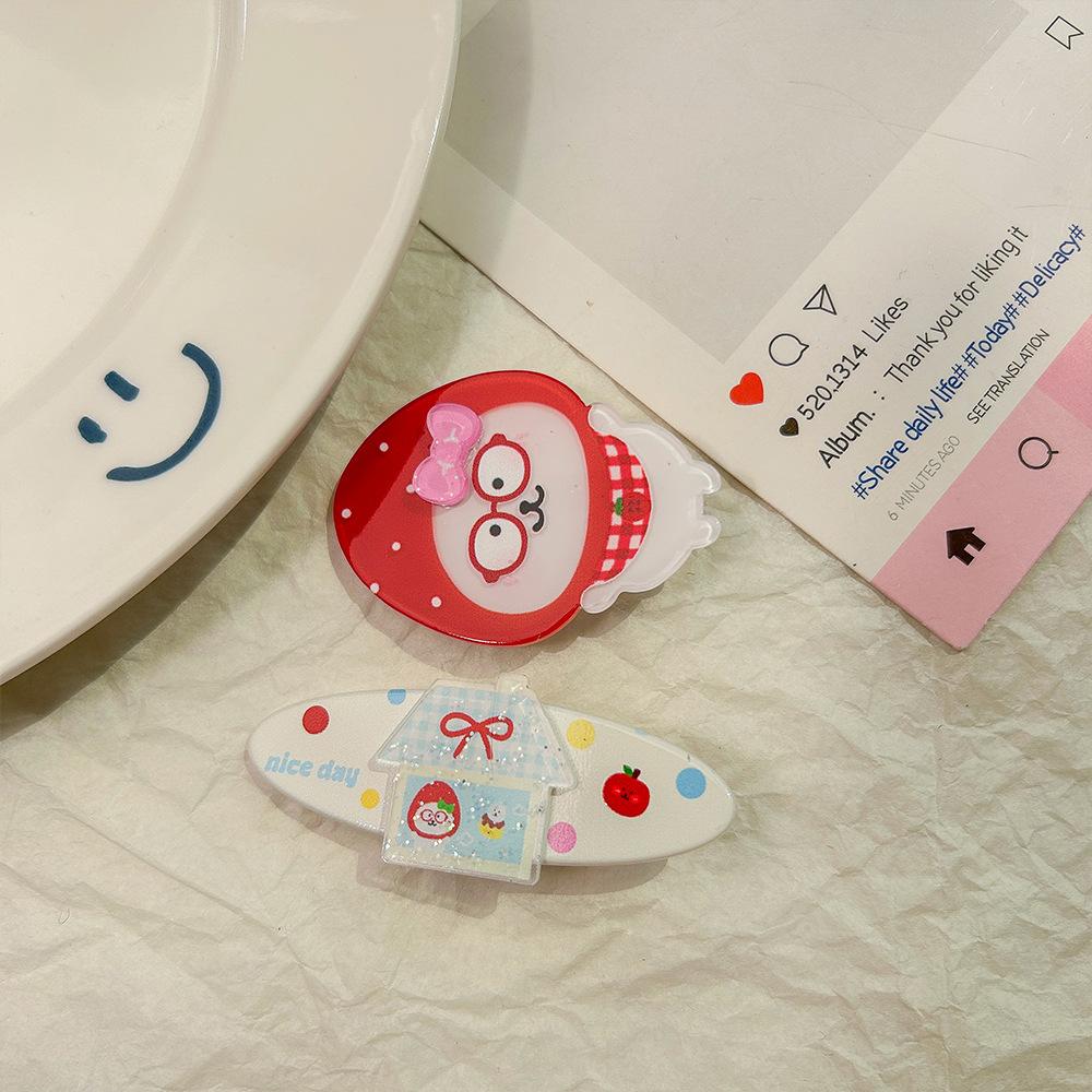 4pcs New Acrylic Hair Clip with White Bear Design; Side Swept Bangs Clip for Sweet and Cute Girls