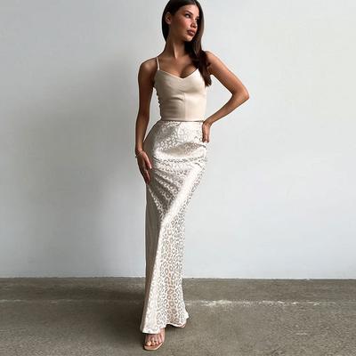 Fashion Slim Print Skirts for Women Elegant High Waist Ankle Length Skirt Casual Classic Skirt Female Clothing