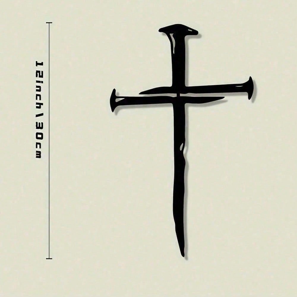 

Черный Металлический Крест Винтажный Рустикальный Религиозный Артефакт для Церкви Дома Офиса Подарок на Крещение 30x17.5