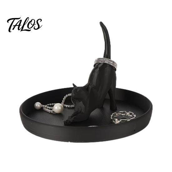 Black And White Tray 3D Printed Cat Jewelry Tray, Desktop Organizer for Rings Small Earrings, Cute Kitten Decorative Storage Dish Home Vanity