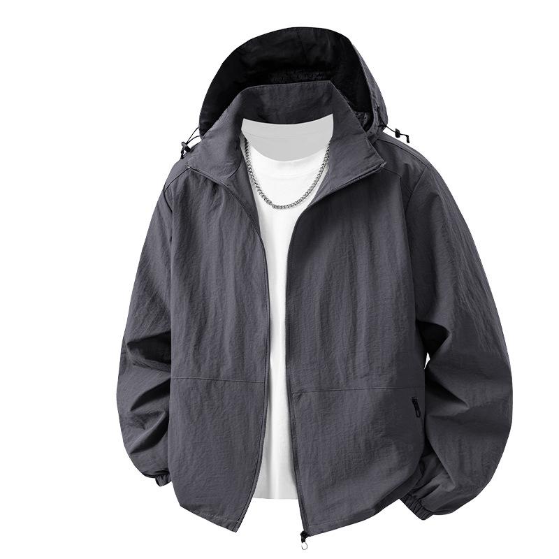 New autumn and winter sunscreen clothing stand-up collar jacket men's jacket men's casual hooded trendy casual versatile jacket