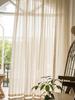 1pc Linen Blackout Mori Style Simple Solid Color Beige Sheer Curtain for Home Living Room House Decor Breathable Moaquito proof