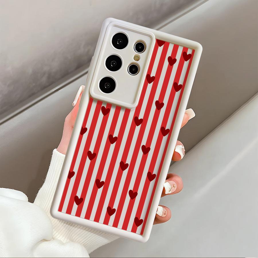 Stripe Love Heart Phone Cover Case for Samsung Galaxy S26 Ultra S20FE S25 S25 Edge S23 FE S24Ultra S22 S24 Plus S21
