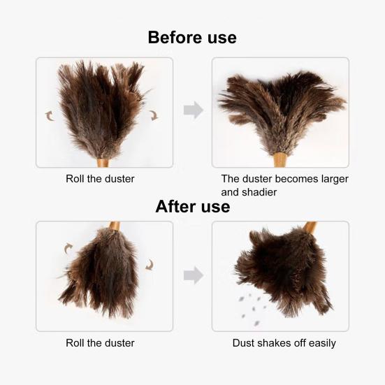 Extendable Ostrich Feather Duster Long Handle Rugged Design Telescopic Pole Duster Reusable