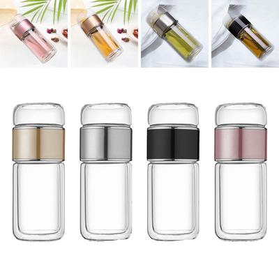Glass Tea Infuser Bottle Tea Tumbler Cup Double Walled Tea and Water Separation Cup 350ml Leakproof for Outdoor Travel Office