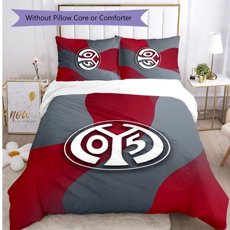 Mainz FC Printed 3PCS Bedding Set Breathable Duvet Cover with Pillowcases Decorative Bed Linen for Bedroom Home