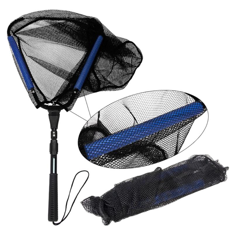 Collapsible Fishing Net Pole Triangle Folding Landing Net Aluminum Alloy Casting Foldable Hand Net for Fly Fishing
