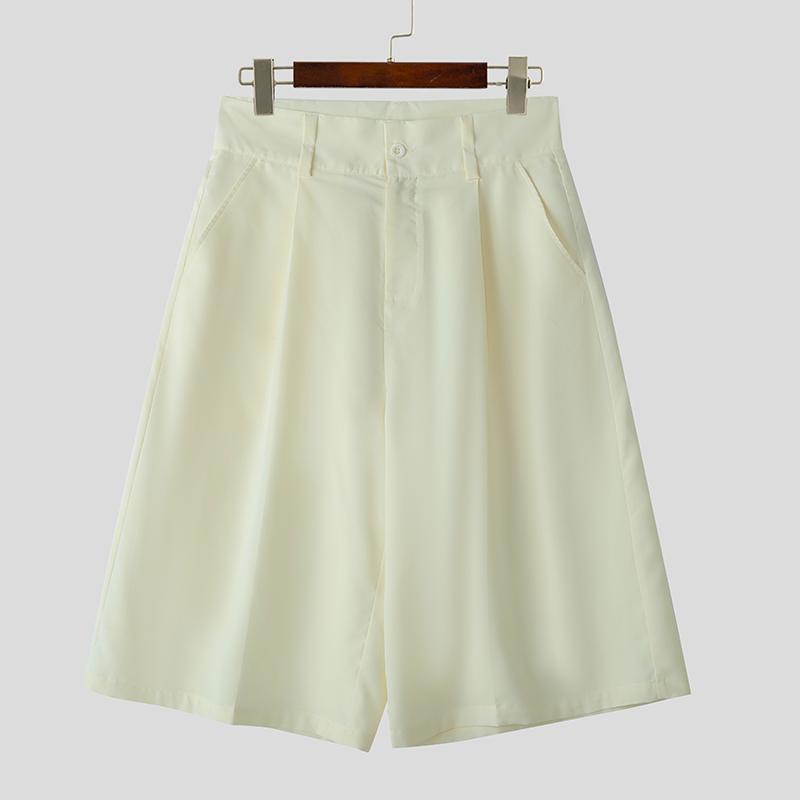 

INCERUN Мужские шорты-капри с молнией на талии, однотонные, повседневные, свободные, укороченные 3XL