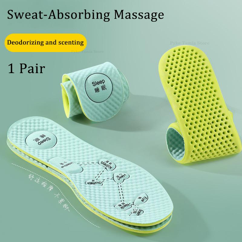 

Latex Sports Insoles Body Acupoint Massage Sweat Odor-removing Shoe Pads Men Women Orthopedic Plantar Fasciitis Feet Cushion 35-36 (23cm) зелёный