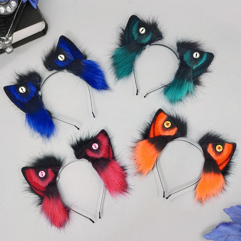Wolf Ear Hairband Soft Plush Hair Styling Accessory For Kids Adult Halloween Parties Animal Theme Cosplay Hairhoop