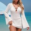 Women's Dress, Beach Cutout Fashion, Shell Metal Decoration, Hip-hugging Long-sleeved Knitted Beach Dress
