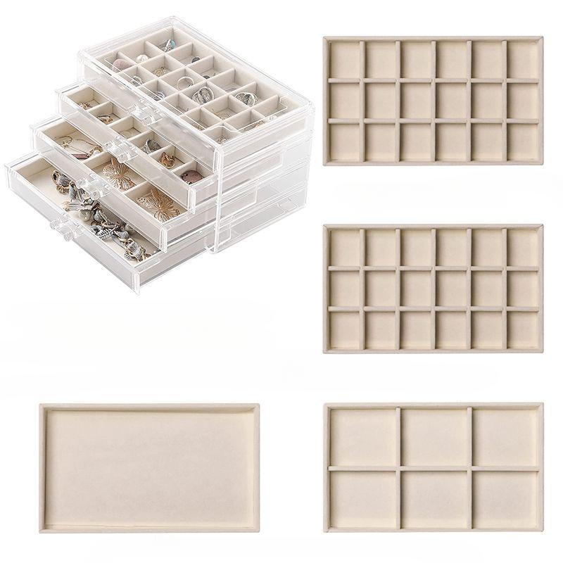 Transparent Acrylic Jewelry Box Organizer Velvet Drawer Jewelry Boxes Storage Ring Necklace Bracelet Earrings Display Stand Gift