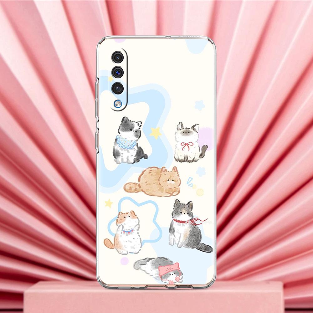Phone Case For Samsung A56 A36 A26 A24 A16 A14 A12 A32 A50 A70 A20E A22 A40 A34 A54 A42 A52 5G A04s A06 Cover Cat Fishing