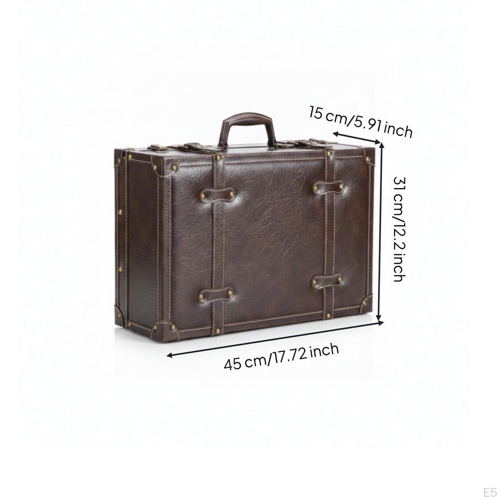 Vintage Trunk-Shaped Storage Box Leather-Like Finish Suitcase-Style