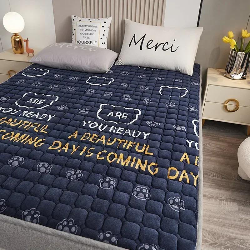 

Матрас из молочного бархата, мягкая подушка, домашний коврик с татами, студенческое общежитие, складная односпальная двуспальная кровать, спальный коврик Queen King Size, 1 шт. 90x200cm