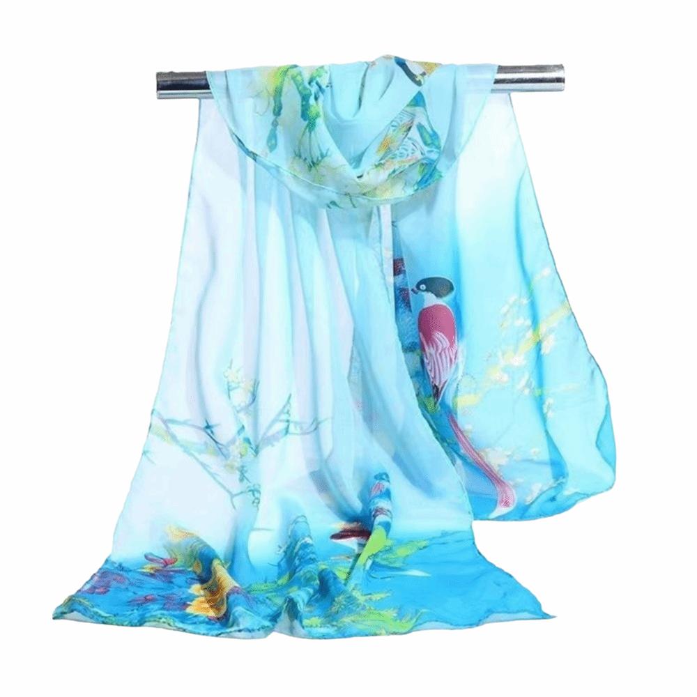 Floral Print Chiffon Scarf Shawl 150*50cm Long Scarf  Outdoor Accessories