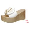 White Satin Bowknot Chunky Platyform Sandals for Women Chain Decor Wedge Heel Sandals Woman Thick Bottom Summer Slippers