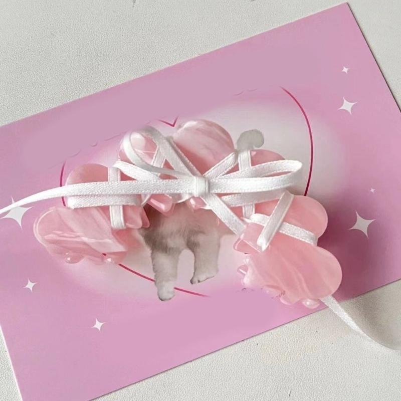 Acrylic Butterfly Knot Hair Clip with Ribbon Tie Stylish and Elegant Hair Pins Headwear Accessory for Women and Girls