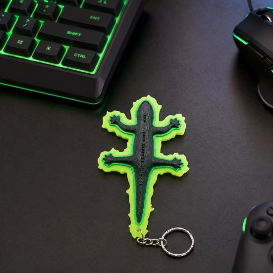 3D Printed Lizard Keychain, Glow in The Dark Pendant with Luminous Edges, Anime Keychain Pendant from The Adventures of Jackie Chan Metal Keychain