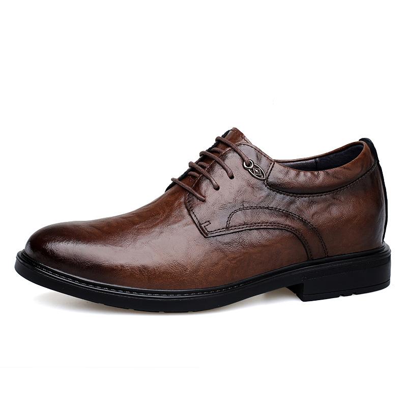 New Men Leather Shoes For Men Business Dress Shoes Invisible Inner Height Increasing Man Shoes 8CM Wedding Shoes Big Size 36-47