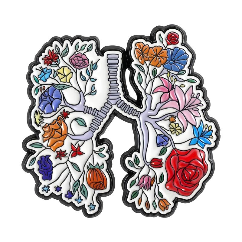 

Floral Organ Lung Enamel Pins Biological Art Brooches Lapel Badges Flowers Anatomical Human Lungs Jewelry Gift for Friends