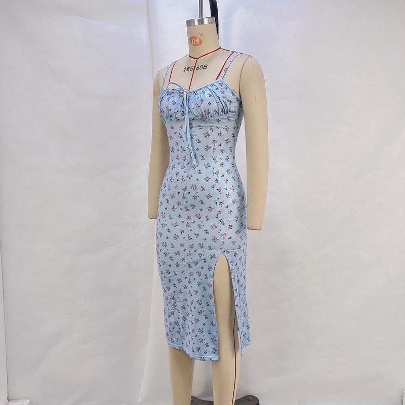 Letní ležérní květinové šaty s rozparkem a halenkou