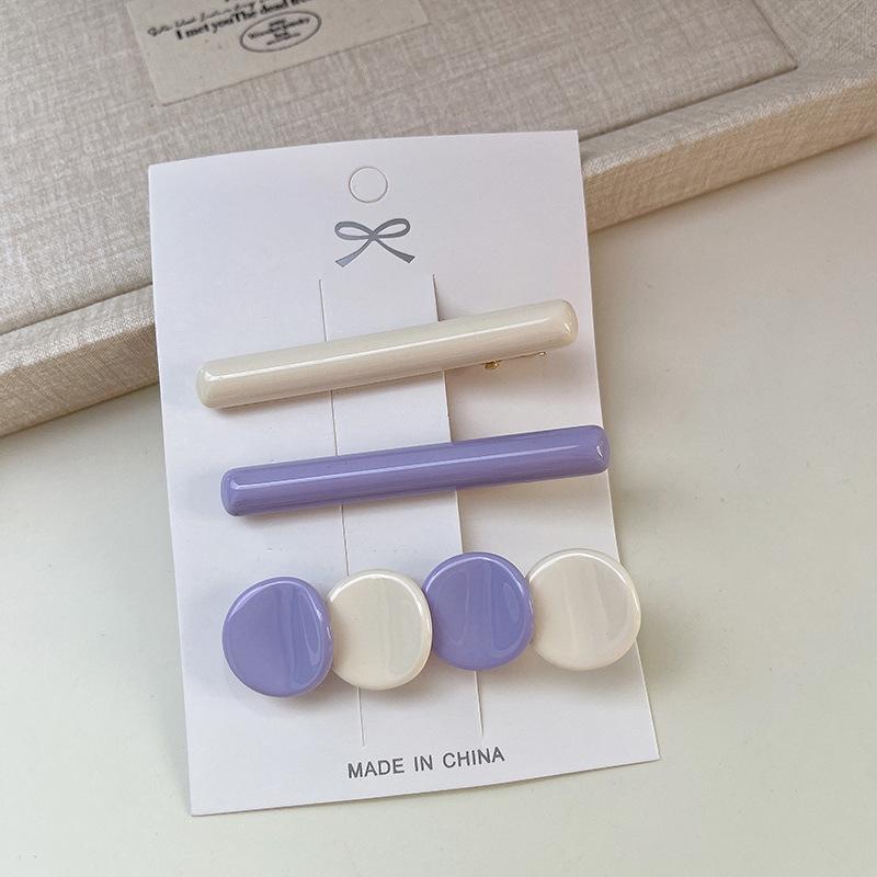 Ins  Colorful Round Three-Piece Set Hairpin Fashion Simple Temperament Female Bangs Side Hairpin Hair Accessories