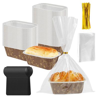 50Pack Paper Loaf Pans Disposable Paper Baking Loft Mold Rectangle Paper Baking Pans for Quick Baking Bread Small Pumpkin Breads