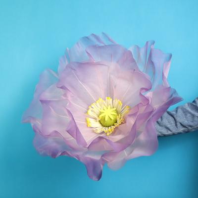 Giant Gauze Artificial Poppy Flower 3D Fluffy Petals Floor Display Fake Flowers Shooting Props Gradient Color Large Flower Head