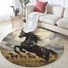 Black Horse Round Area Rug,Carpet Rug for Living Room Bedroom Sofa Playroom Decor,Non-slip Floor Mat