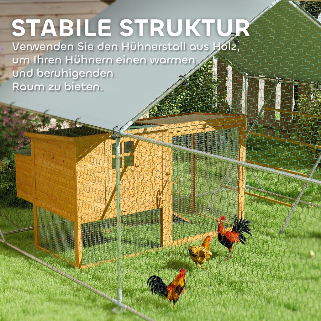 Chicken Coop Free Range Run For Chickens With UV Resistant Tarp Steel Mesh Feeder For 24 30 Chickens