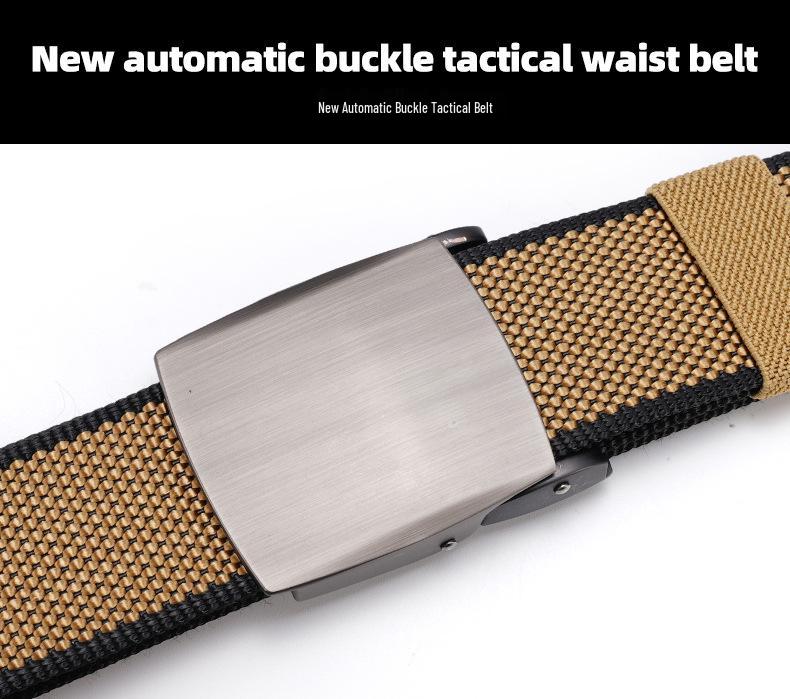 Men's Nylon Woven Canvas Belt with Automatic Buckle - Youth & Student Casual Tactical Belt