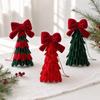 Vintage Bow Fabric Xmas Tree Pendant Layered Cut Tree-Shaped Holiday Hanging  Christmas Desktop